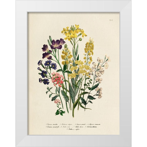 Vintage Flowers I White Modern Wood Framed Art Print by Piddix