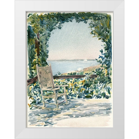 Sea View Garden White Modern Wood Framed Art Print by Piddix