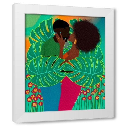 Lovers White Modern Wood Framed Art Print by Lorintheory