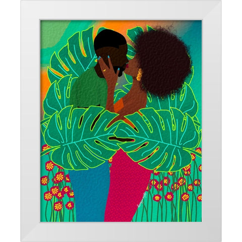 Lovers White Modern Wood Framed Art Print by Lorintheory