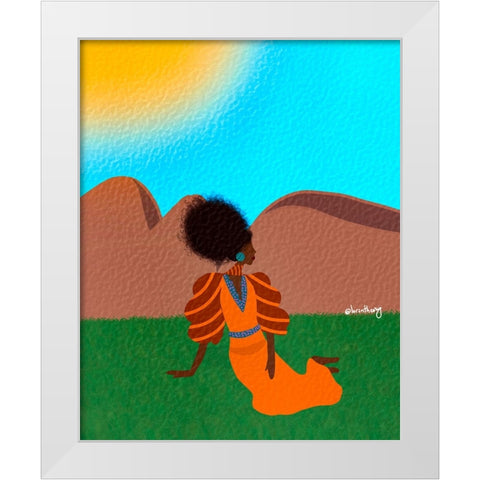 Sitting Pretty White Modern Wood Framed Art Print by Lorintheory
