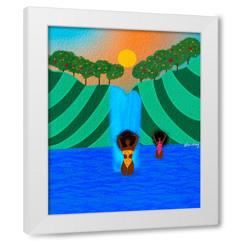 Swim Time White Modern Wood Framed Art Print by Lorintheory