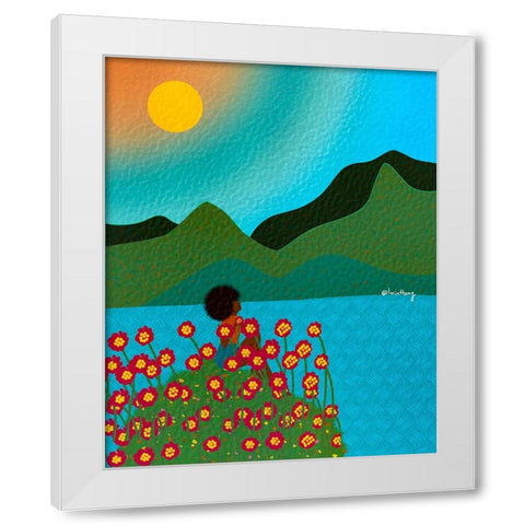 Peaceful White Modern Wood Framed Art Print by Lorintheory