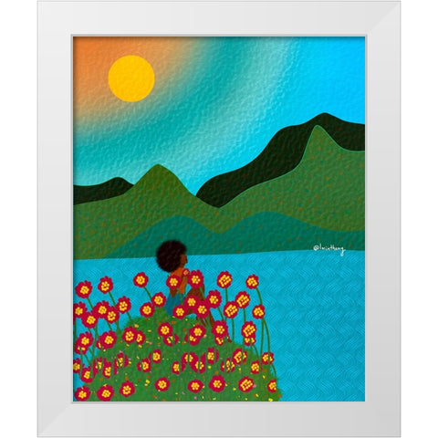 Peaceful White Modern Wood Framed Art Print by Lorintheory