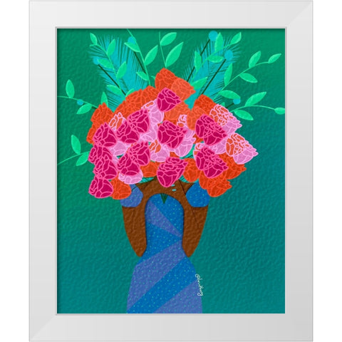 Blooming White Modern Wood Framed Art Print by Lorintheory