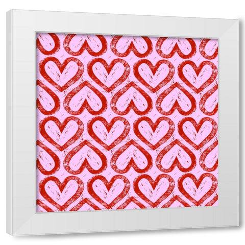 Heart Pattern White Modern Wood Framed Art Print by Piddix
