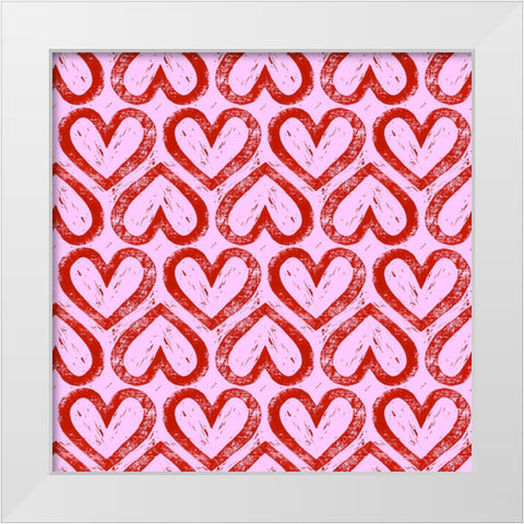 Heart Pattern White Modern Wood Framed Art Print by Piddix