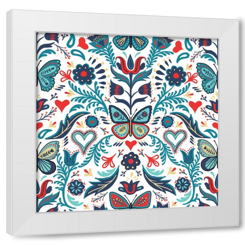 Butterfly Garden White Modern Wood Framed Art Print by Piddix