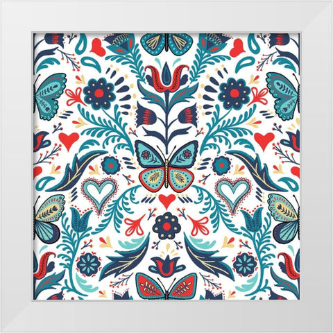 Butterfly Garden White Modern Wood Framed Art Print by Piddix