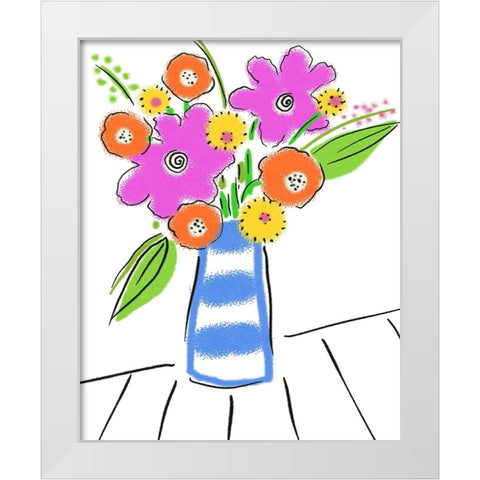 Pop Bouquet I White Modern Wood Framed Art Print by Mosher, Deidre