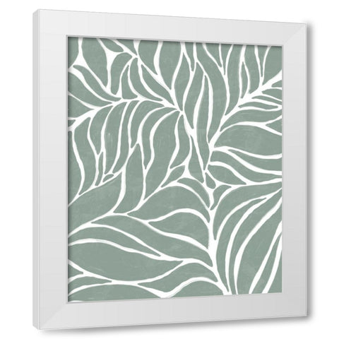 Sage Leaves White Modern Wood Framed Art Print by Quach, Anna