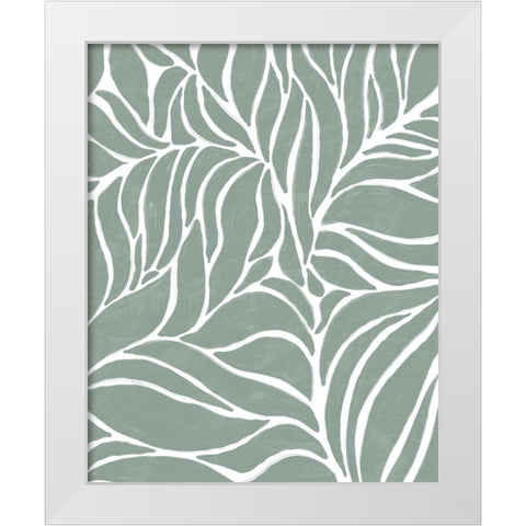 Sage Leaves White Modern Wood Framed Art Print by Quach, Anna
