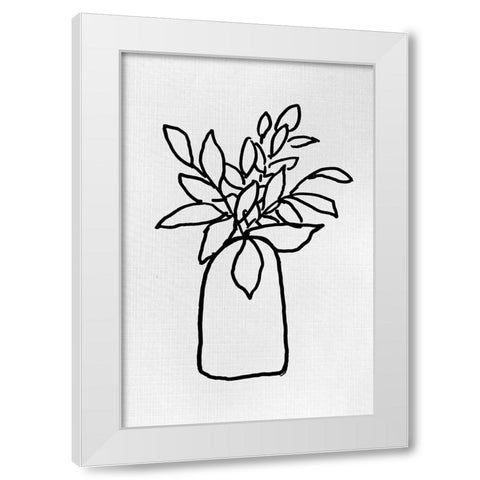Simply Leaves In Vase II  White Modern Wood Framed Art Print by Loreth, Lanie