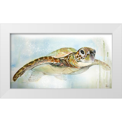 Majestic Turtle White Modern Wood Framed Art Print by Diannart