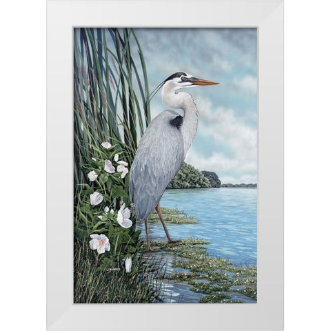 Great Blue Heron White Modern Wood Framed Art Print by Harris, James