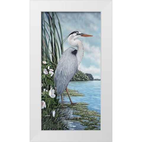 Great Blue Heron White Modern Wood Framed Art Print by Harris, James