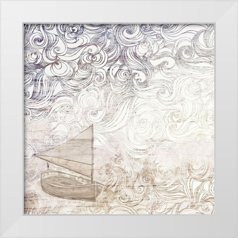 Lost At Sea III White Modern Wood Framed Art Print by Pinto, Patricia