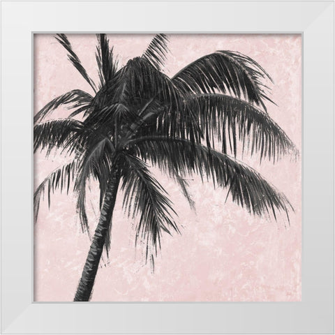 Gray Palm on Pink I White Modern Wood Framed Art Print by Pinto, Patricia