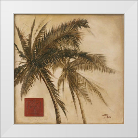 Sepia Palm II White Modern Wood Framed Art Print by Pinto, Patricia