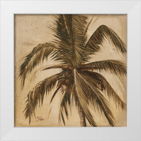 Sepia Palm III White Modern Wood Framed Art Print by Pinto, Patricia