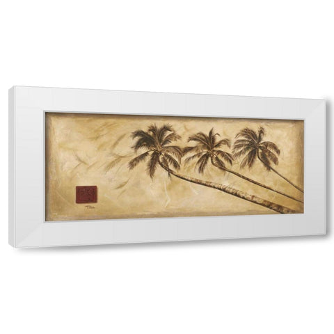 Sepia Palms White Modern Wood Framed Art Print by Pinto, Patricia