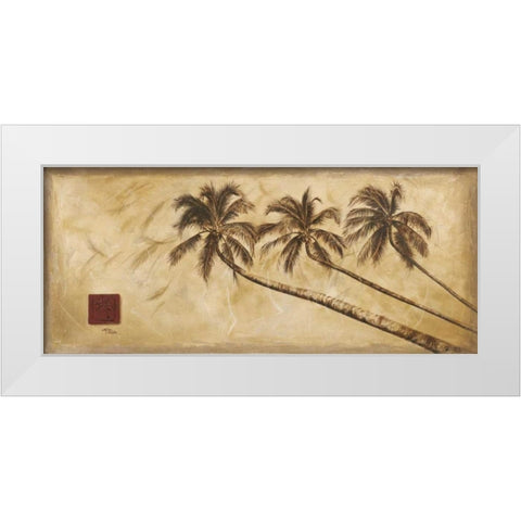 Sepia Palms White Modern Wood Framed Art Print by Pinto, Patricia