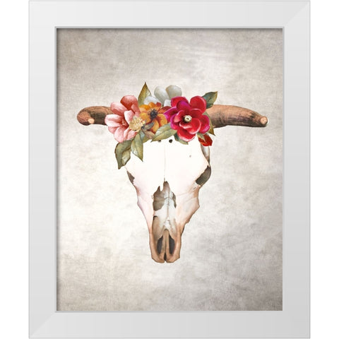Flowered Skull White Modern Wood Framed Art Print by Loreth, Lanie