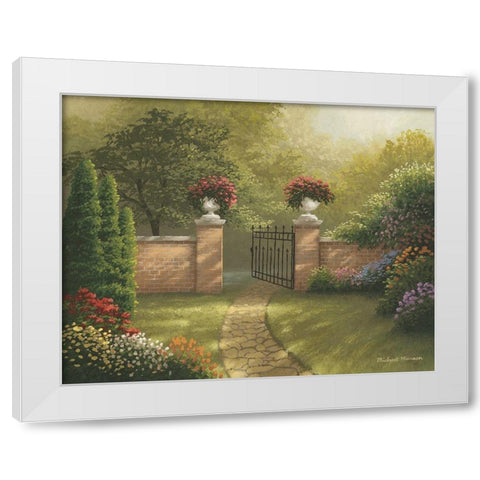 Autumn Bridge II White Modern Wood Framed Art Print by Marcon, Michael