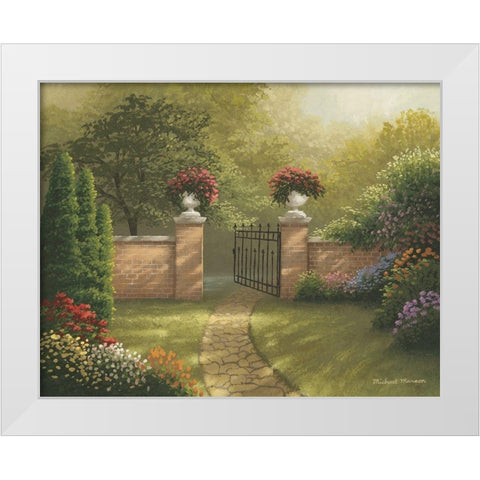 Autumn Bridge II White Modern Wood Framed Art Print by Marcon, Michael