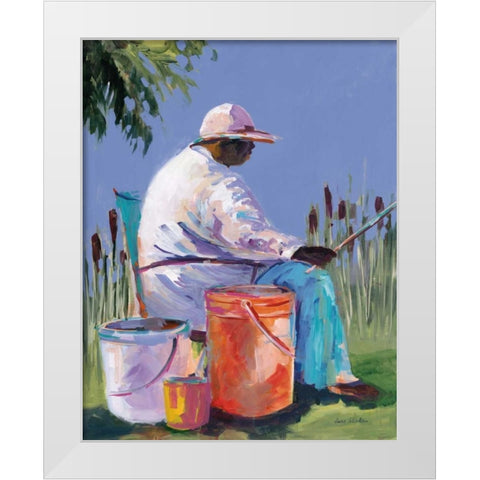 Sisters Fishing I White Modern Wood Framed Art Print by Slivka, Jane