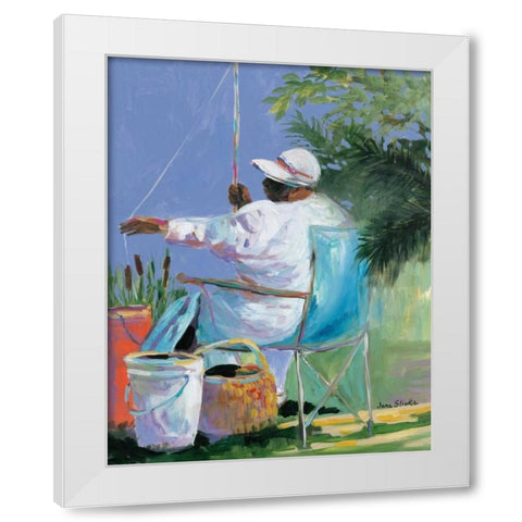 Sisters Fishing II White Modern Wood Framed Art Print by Slivka, Jane