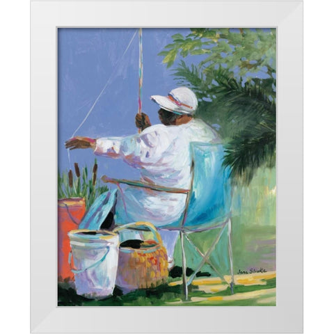 Sisters Fishing II White Modern Wood Framed Art Print by Slivka, Jane