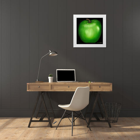 Green Apple White Modern Wood Framed Art Print by Arenas, Nelly