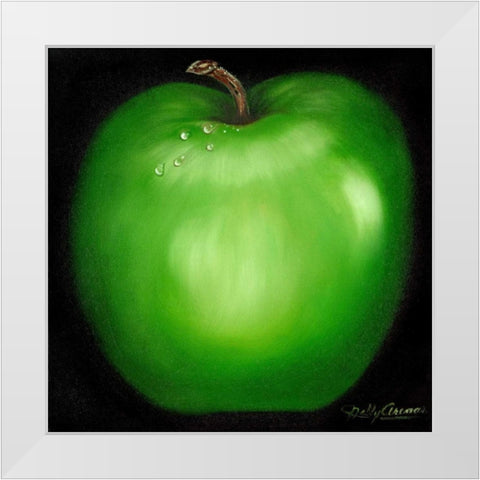 Green Apple White Modern Wood Framed Art Print by Arenas, Nelly