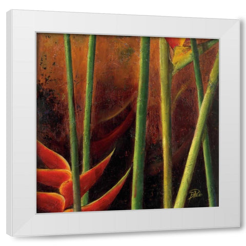 Heliconias En Naranja I White Modern Wood Framed Art Print by Pinto, Patricia