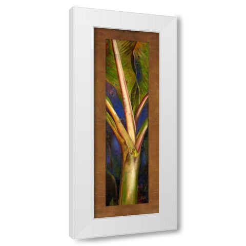 Blue Plantain White Modern Wood Framed Art Print by Pinto, Patricia