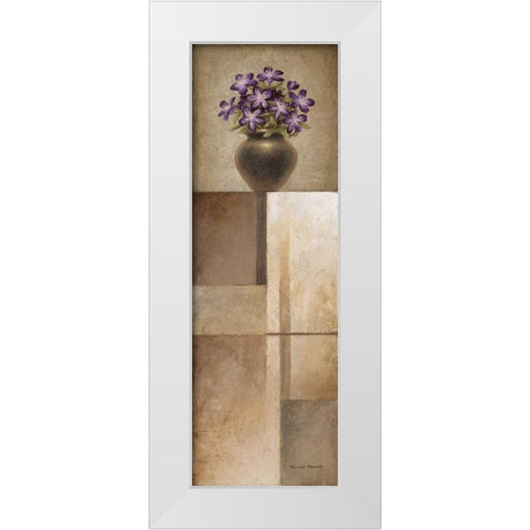 Floral Motif I White Modern Wood Framed Art Print by Marcon, Michael