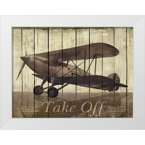 Take Off White Modern Wood Framed Art Print by Pattinian, Merri