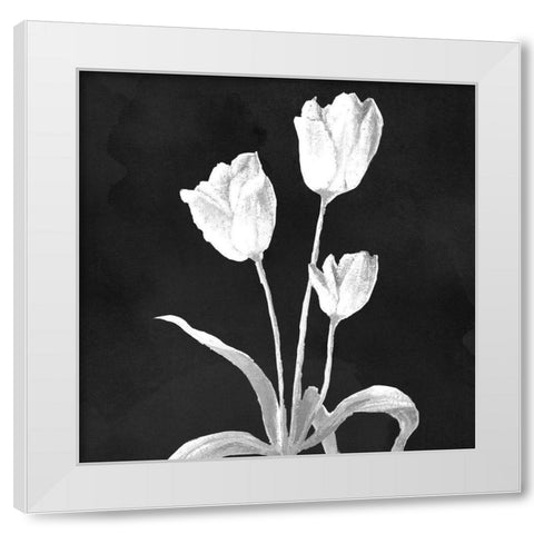 Stillness on Black Square I White Modern Wood Framed Art Print by Marcon, Michael