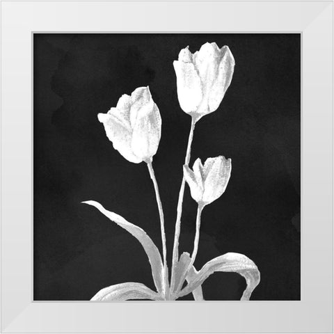 Stillness on Black Square I White Modern Wood Framed Art Print by Marcon, Michael