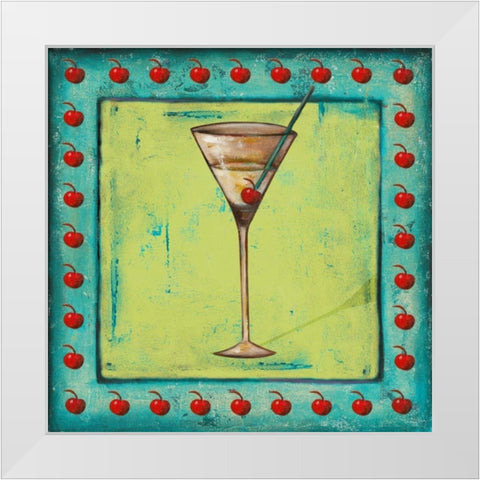 Cherry Coctelito White Modern Wood Framed Art Print by Pinto, Patricia