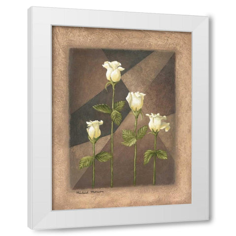 Yellow Roses White Modern Wood Framed Art Print by Marcon, Michael