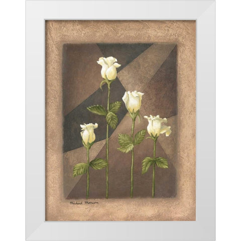 Yellow Roses White Modern Wood Framed Art Print by Marcon, Michael