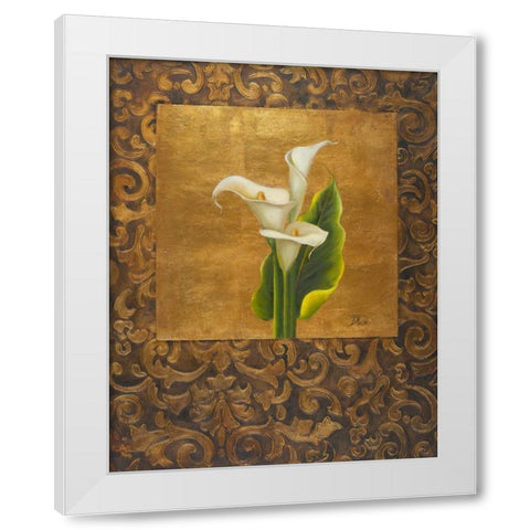 Calla Lily with Arabesque I White Modern Wood Framed Art Print by Pinto, Patricia