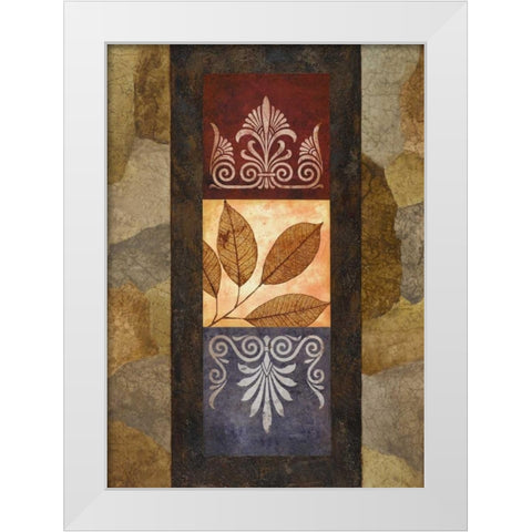 Golden Leaves I White Modern Wood Framed Art Print by Marcon, Michael