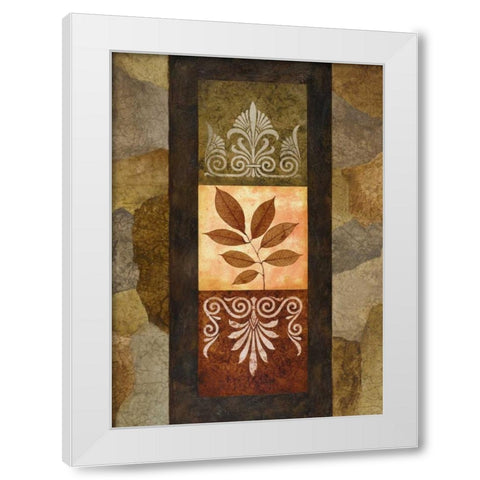 Golden Leaves II White Modern Wood Framed Art Print by Marcon, Michael