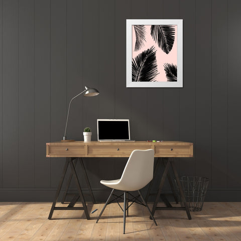 BarÃº Palm Pattern on Blush II White Modern Wood Framed Art Print by Pinto, Patricia