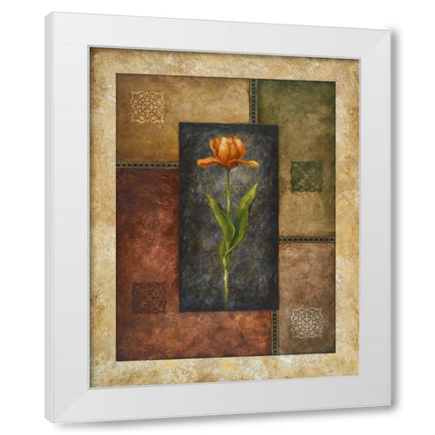 Orange Tulip White Modern Wood Framed Art Print by Marcon, Michael