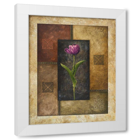 Violet Tulip White Modern Wood Framed Art Print by Marcon, Michael