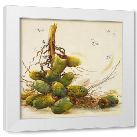 Racimo de Cocos I White Modern Wood Framed Art Print by Pinto, Patricia